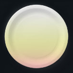 Sweet White Yellow Pink Gradient Ombre Pappteller<br><div class="desc">Traumhaft zartes Farbverlauf ombre Design in pastellfarbenen ästhetischen Licht magisch Sweet White Yellow Pink Farben. Farbübergang mit weichem Farbverlauf. Sweet White Yellow Pink Farbverlauf Wohngestaltung, White Yellow Pink Farbverlauf ombre Wohngestaltung Design.</div>