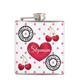 SWEET WIE CHERRIES STEPMOM Retro Vintages Herz Flachmann
