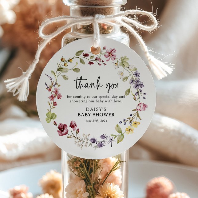Sweet Wildblume Wreath Baby Dusche Geschenkanhänger (Von Creator hochgeladen)