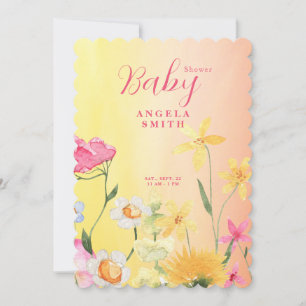 Sweet Wildblumen farbenfrohe Babydusche skallopier Einladung