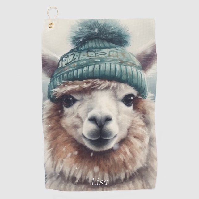 Sweet Winter Alpaca, Brauch Golfhandtuch (Vorderseite)