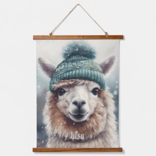 Sweet Winter Alpaca, Brauch Wandteppich Mit Holzrahmen