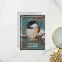 Sweet Winter Chickadee Bird Painting Vielen Dank
