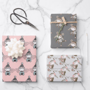Sweet Winter Girls Trio Geschenkpapier Set
