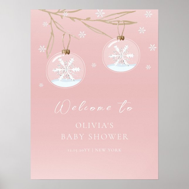 Sweet Winter Snowflake Babydusche Begrüßungszeiche Poster (Vorne)