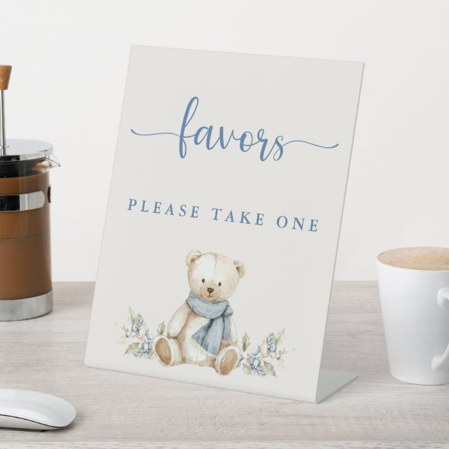 Sweet Winter Teddy Bear Baby Shower Favors  Sockelschild (In SItu)