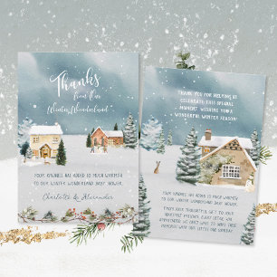 Sweet Winter Wonderland Watercolor Babydusche Dankeskarte