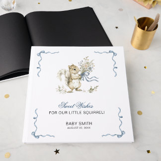 Sweet Wishes Watercolor Blue Ribbon Squirrel Baby  Gästebuch
