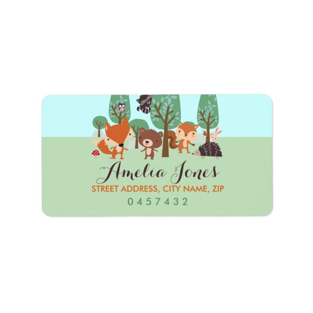 Sweet Woodland amis Baby showers Étiquettes de adr (Devant)