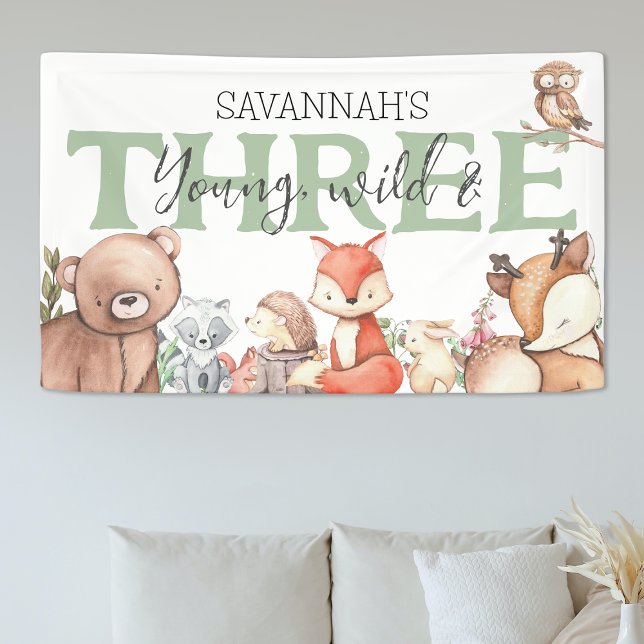 Sweet Woodland Animal 3. Geburtstags-Party Banner (Von Creator hochgeladen)
