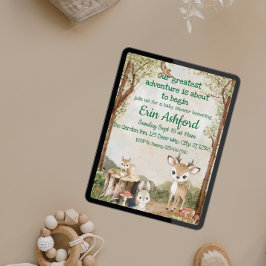 Sweet Woodland Animal Adventure fängt Babydusche a Einladung