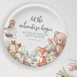 Sweet Woodland Animal Baby Dusche Papier Teller<br><div class="desc">Die Babydusche wird durch die Teller der Babydusche perfekt ergänzt. Mit einer stilvollen Teller-Vorlage, die leicht zu bearbeiten ist, und einer Auswahl an Waldtieren, einem Fuchs, Igel, Maus, Eule, Vögeln und Eichhörnchen. Die Stile, die Größe und die Farbe des Schriftartes können durch Anklicken des entsprechenden Links nach der Personalisierung geändert...</div>