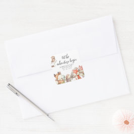 Sweet Woodland Animal Baby Dusche Square Sticker
