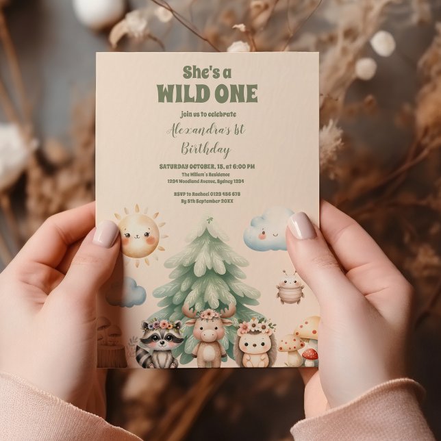 Sweet Woodland Animals 1. Geburtstag Einladung (Von Creator hochgeladen)