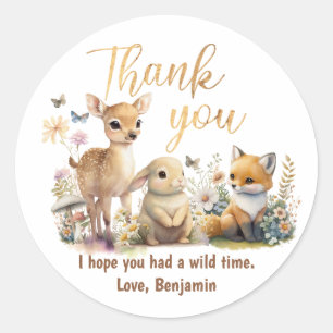 Sweet Woodland Animals Baby Dusche Vielen Dank Runder Aufkleber