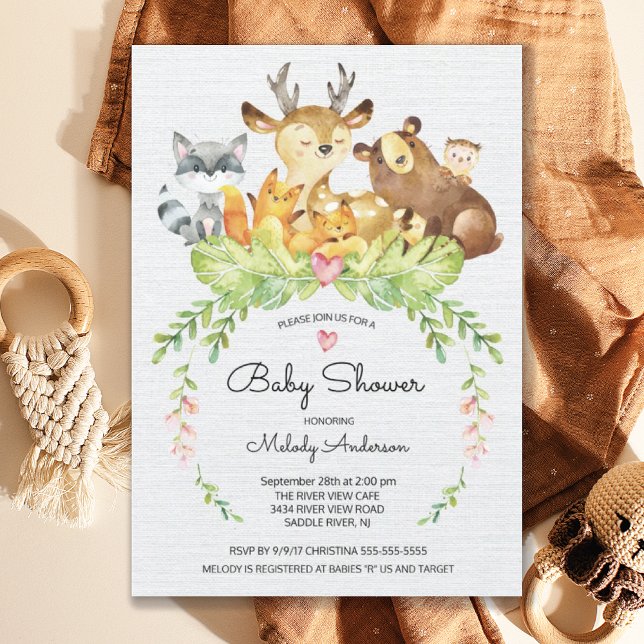 Sweet Woodland Animals Kinderdusche Einladung (Von Creator hochgeladen)