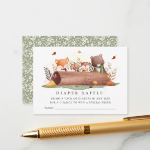 Sweet Woodland Animals Windeln Raffle Ticket Begleitkarte