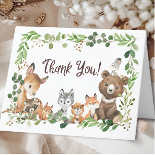 Sweet Woodland Animaux Baby shower Merci Note