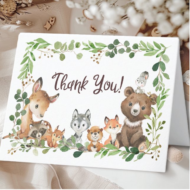 Sweet Woodland Animaux Baby shower Merci Note (Créateur téléchargé)