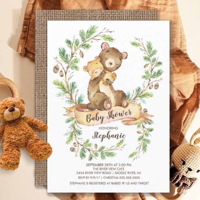 Sweet Woodland Bear Baby Dusche Einladung (Von Creator hochgeladen)