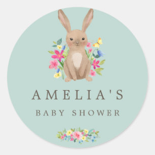 Sweet Woodland Bunny Baby Dusche Gefallen Siegel Runder Aufkleber