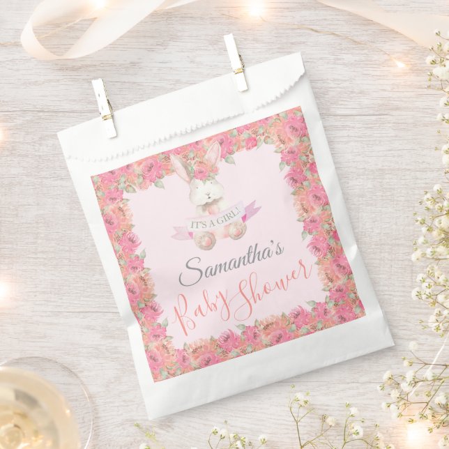Sweet Woodland Bunny Girl Baby Dusche Beutel Geschenktütchen (Ausgeschnitten)