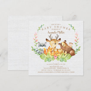 Sweet Woodland Forest Animals Baby Dusche Einladung