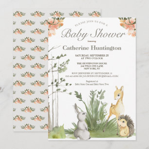 Sweet Woodland Forest Animals Baby Dusche Einladung
