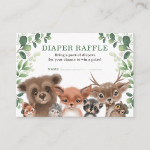 Sweet Woodland Forest Baby Animals Diaper Raffel Begleitkarte