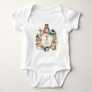 Sweet Woodland Forest Friends Custom Monogram Baby Strampler