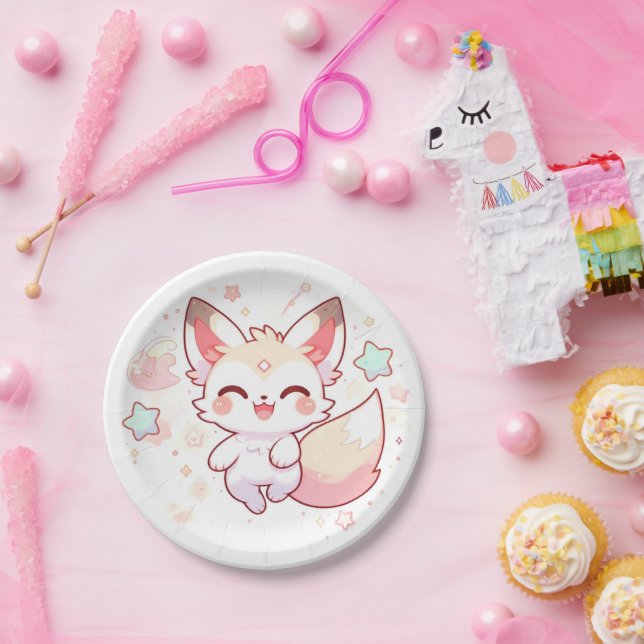 Sweet Woodland Fox Babydusche Pappteller (Party)