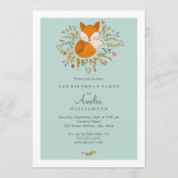 Sweet Woodland Fox Einladung zum ersten Geburtstag