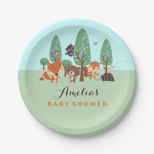Sweet Woodland Friends Baby Duschpapier Teller (Vorderseite)