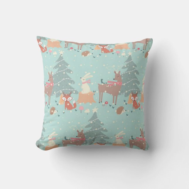 Sweet Woodland Weihnachten Rustikales Bauernhaus B Kissen (Vorderseite)
