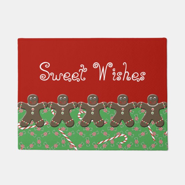 Sweet wünscht Custom Gingerbrei Men Holiday Candy Fußmatte (Vorderseite)