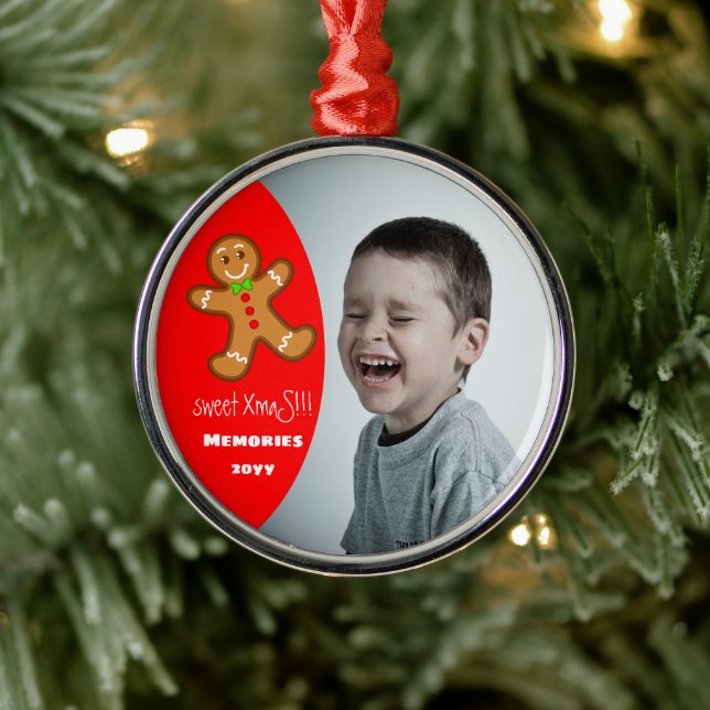 sweet XmaS gingerbread man Custom YEAR Red Ornament Aus Metall (Baum)