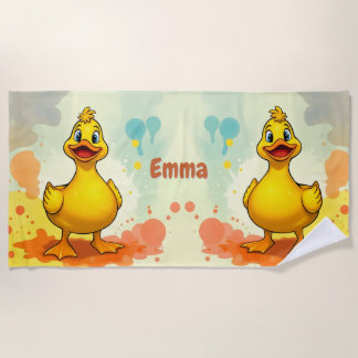 Sweet Yellow Duck Beach Handtuch - Personalisierte