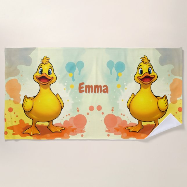 Sweet Yellow Duck Beach Handtuch - Personalisierte (Vorderseite)