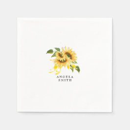 Sweet Yellow Gingham Sunflower Baby Dusche Serviette