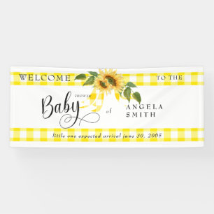 Sweet Yellow Gingham Sunflower Baby Dusche Willkom Banner