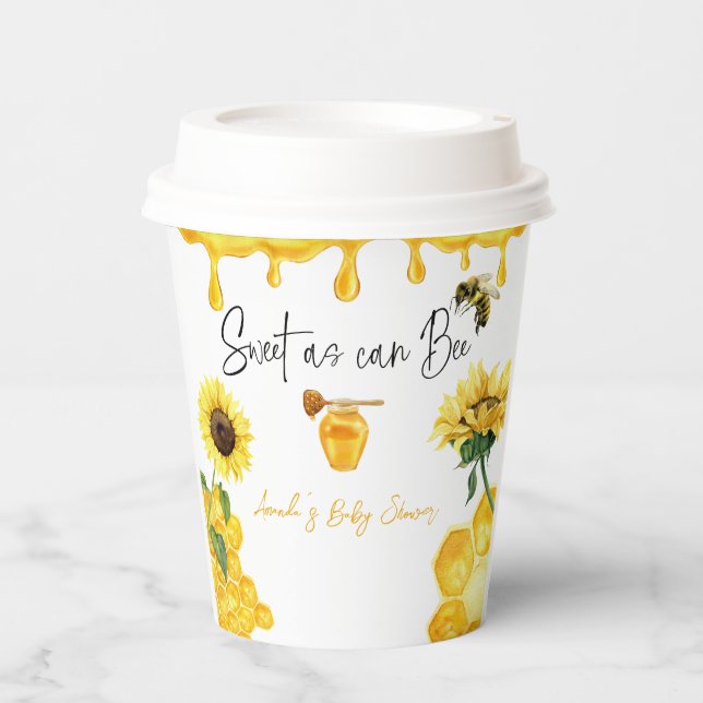 Sweet Yellow Honey Comb Sunflower Bee Baby Dusche Pappbecher (Vorderseite)