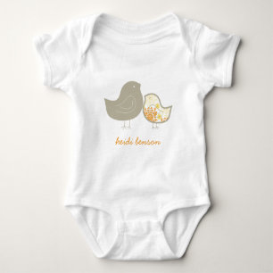 Sweet Yellow Whimsical Niedlich Damask Chicks T - Baby Strampler