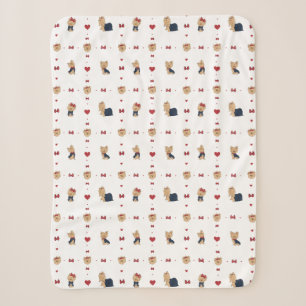 Sweet Yorkies Bows and Hearts - White - Sherpadecke