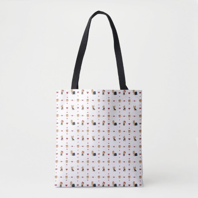 Sweet Yorkies Bows and Hearts - White - Tasche (Vorderseite)
