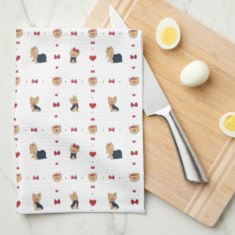 Sweet Yorkies Bows Hearts White Geschirrtuch