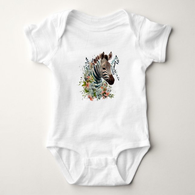 Sweet Zebra mit vielen Blume Baby Strampler (Vorderseite)