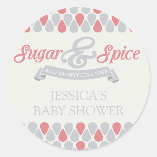 SWEET Zucker und Spice Baby Dusche Runder Aufkleber (Vorderseite)