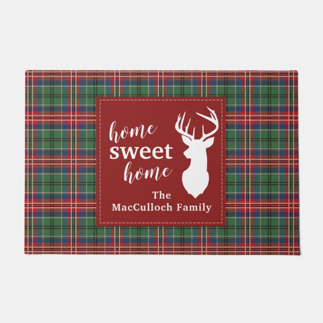 Sweet Zuhause Tartan MacCulloch Personalisiert Kar Fußmatte (Vorderseite)