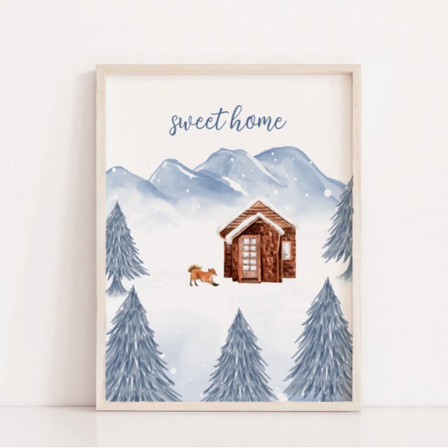 Sweet Zuhause Winter Mountain Kinderzimmer Wanddek Poster (Sweet Home Winter Mountain Nursery Wall Decor)