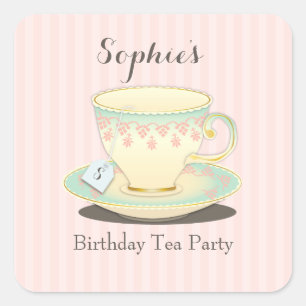 Sweetchic Birthday Teacup Tea Party Aufkleber